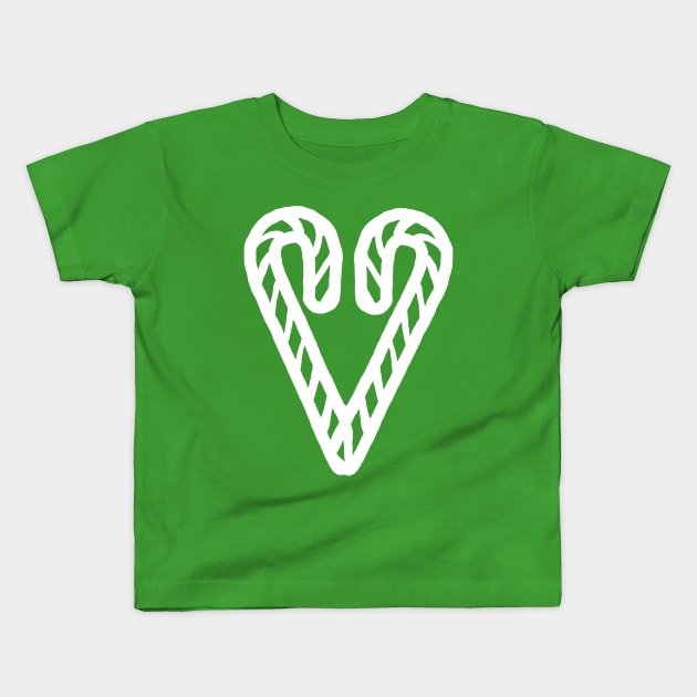 White Line Christmas Heart of Candy Kids T-Shirt by ellenhenryart